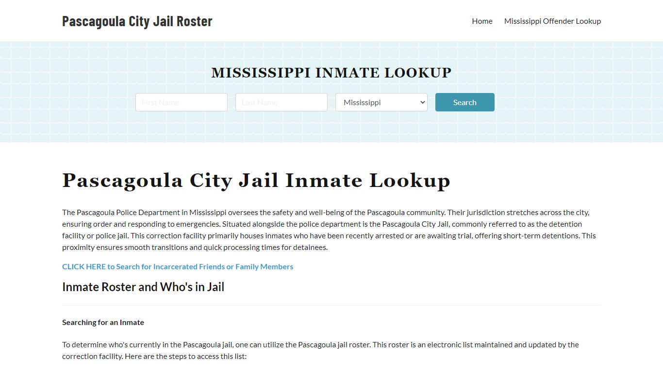 Pascagoula Police Department & City Jail, MS Inmate Roster, Arrests ...